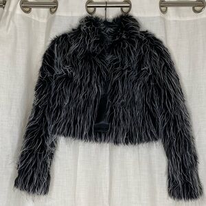 bebe Black Faux Fur Teddy Jacket
